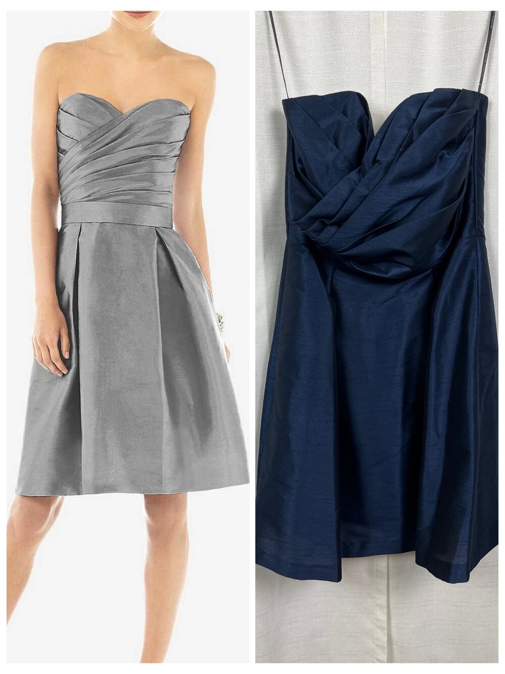 Alfred Sung Midnight Blue Strapless Cocktail Length Dress Sz.16 NWT #D536